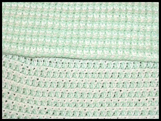 Lovely Stitch Baby Afghan Closeup Both Sides (click to go back)