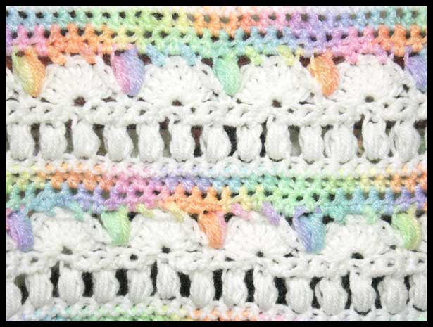 Rainbows & Clouds Baby Afghan Closeup (click to go back)