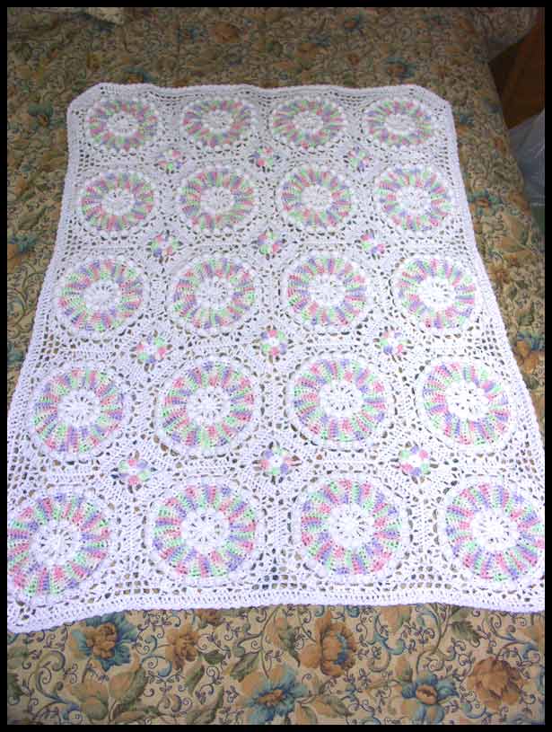 Circles Baby Afghan Flat View (click to go back)