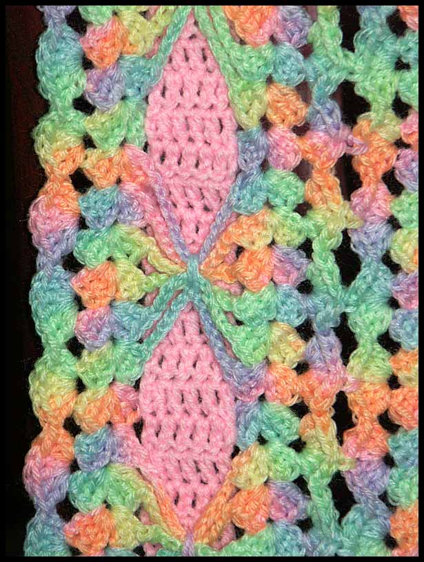 Bright Ribbons Baby Afghan Closeup (click to go back)