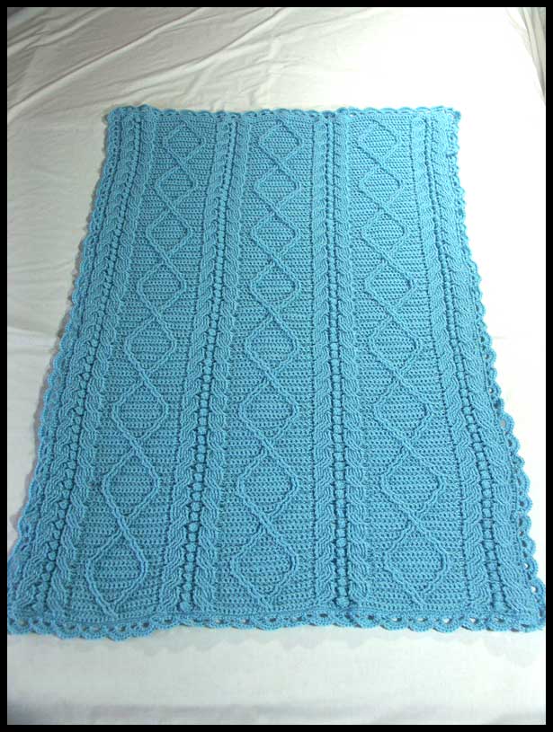 Diamonds & Cables Baby Afghan Flat (click to go back)