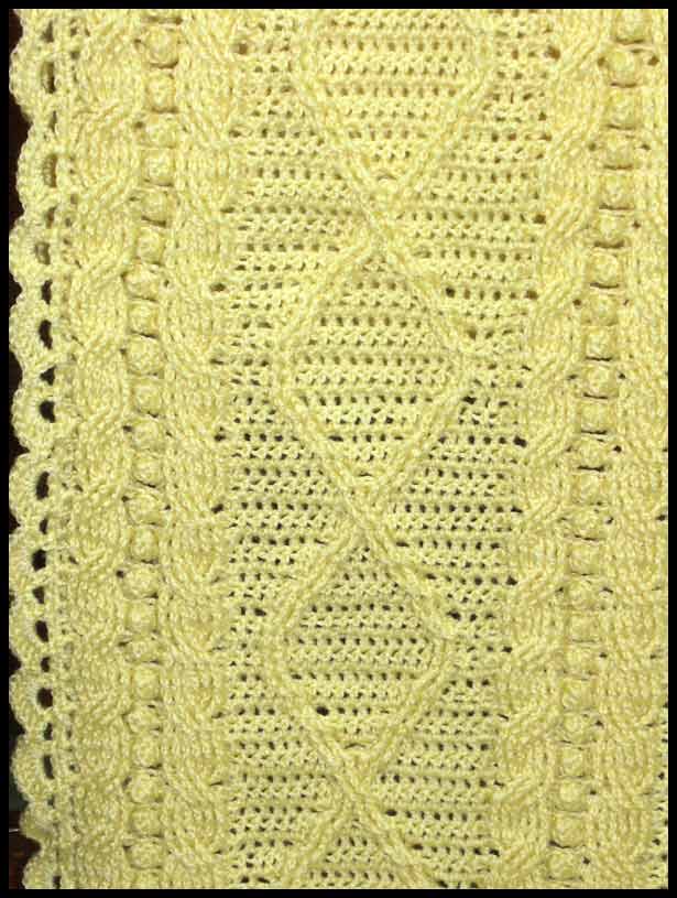 Diamonds & Cables Baby Afghan Closeup (click to go back)