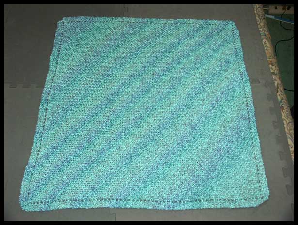 Knitted Diagonal Baby Blanket (click to see closeup)