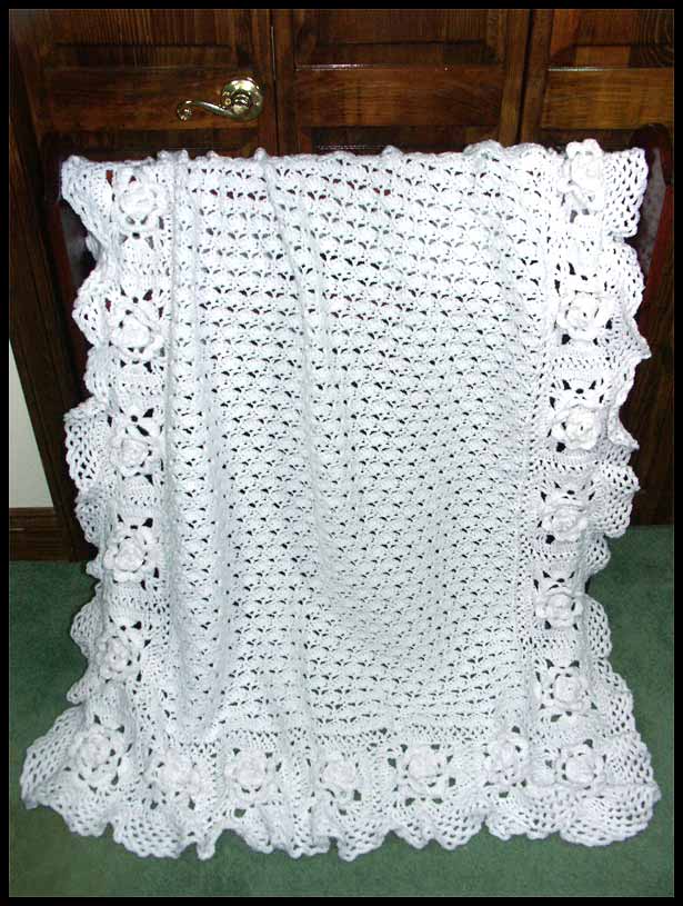 White Lace Afghan (click to see closeup of rose border)