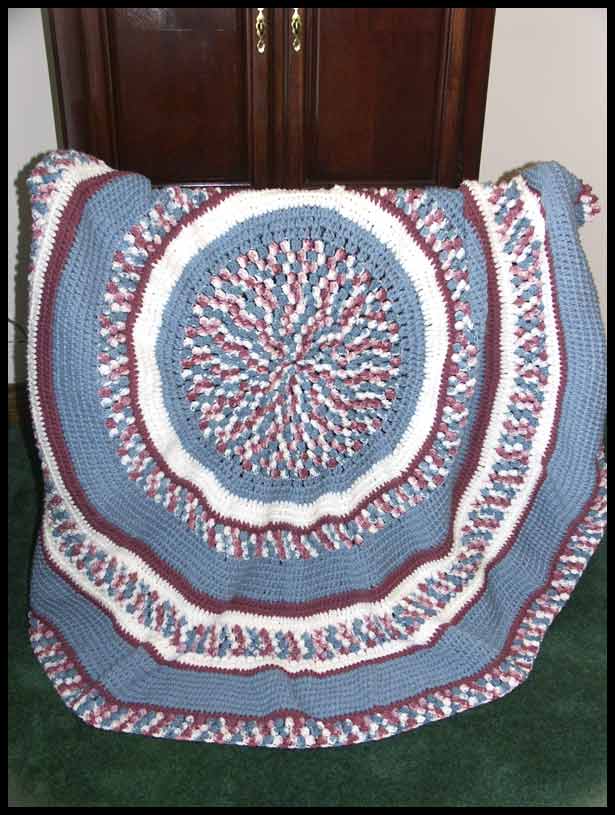 Round Popcorn Afghan or Rug (click to see flat view)