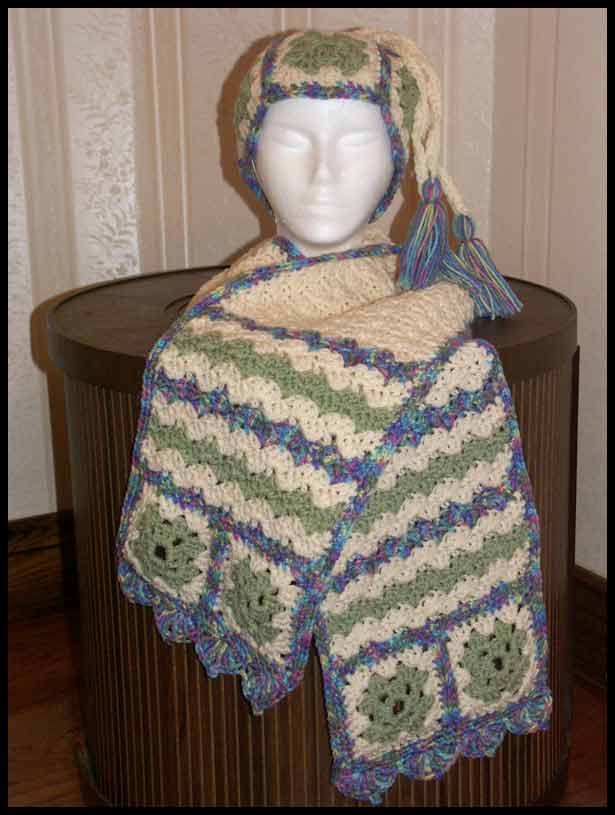 Granny Square Hat &  Scarf (click to see closeup)