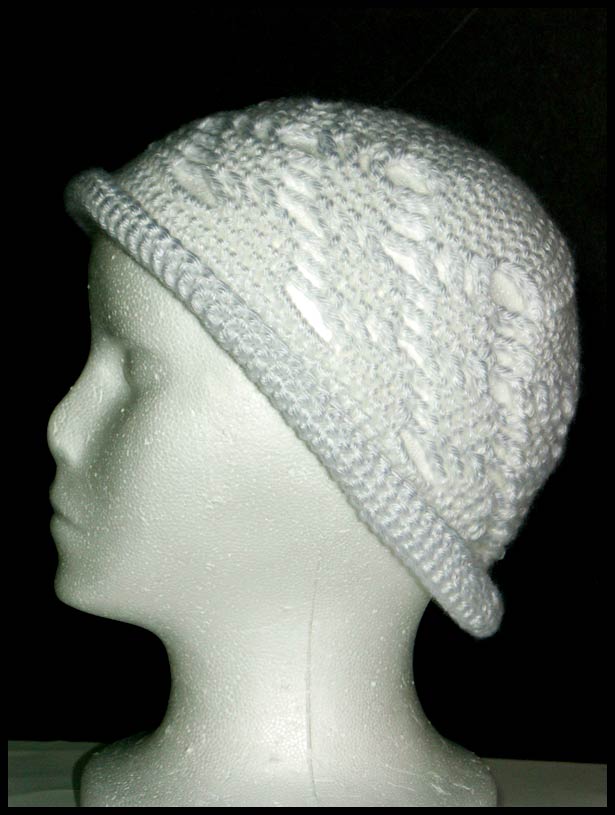 Elegant Lace Rolled Brim Hat Side View (click to go back)