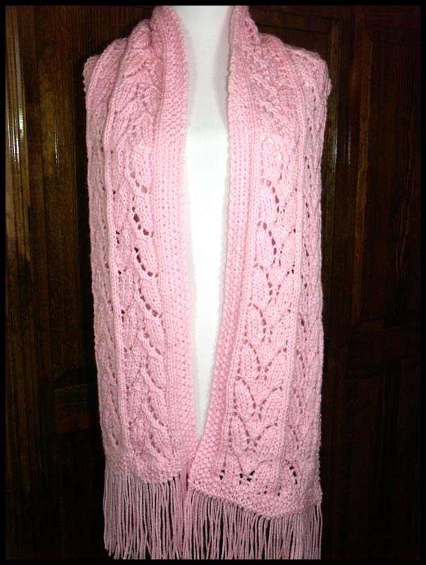 Pink Lace Knit Scarf