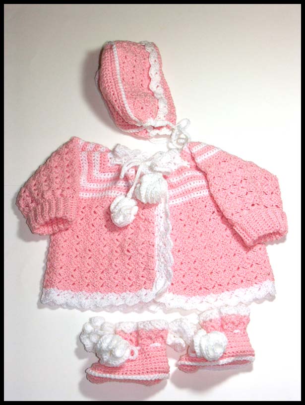 Little Boy Blue Sweater Set in Pink (click to see closeup of pattern)