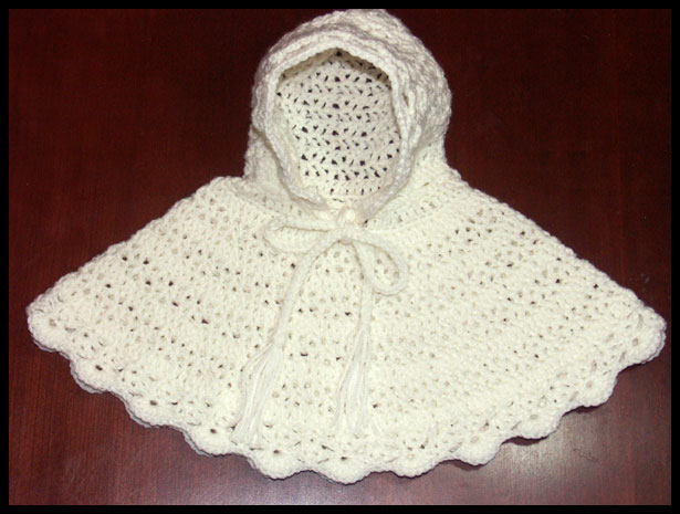 Little Ivory Hoodie Hooded Poncho (click to see photo with ruler)