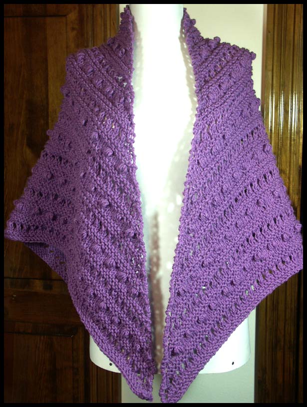 Popcorn Knit Shawl Front (click to go back)