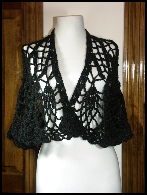 Black Pineapple Shawl (click to see back)